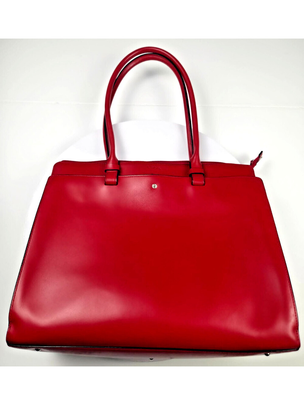 Lodis Red Leather Tote Bag Black Trim Shoulder Satchel With Dust Bag Vintage